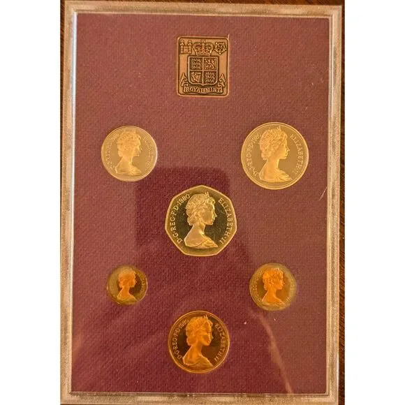 1980 UK Proof Coin Set – Royal Mint, Elizabeth II, 6-Coin Display - Picture 3 of 5